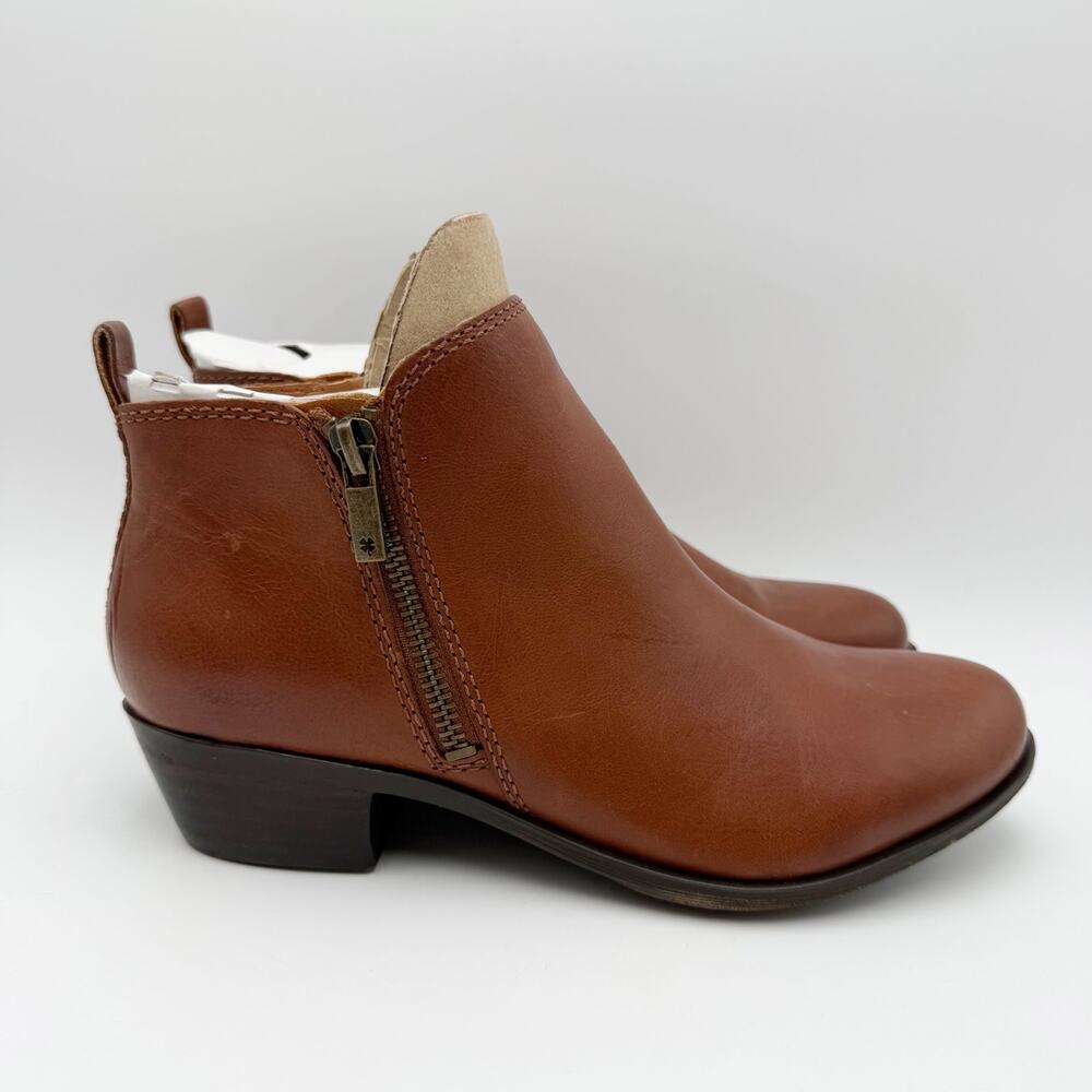 Lucky Brand Womens Basel Ankle Booties Size 7 M EU 37.5 Brown Leather Boots EUC